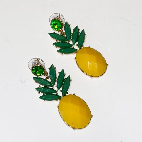 Vintage Pineapple Novelty Pierced Earrings Summer Fun Dangling Acrylic - Picture 3 of 4